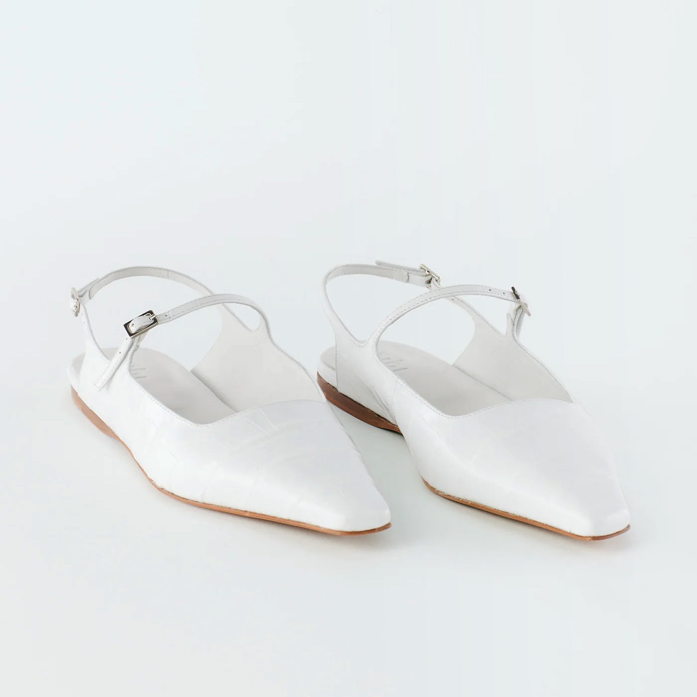 Tibi "Rudy" Croc Print Flat in White, size 42