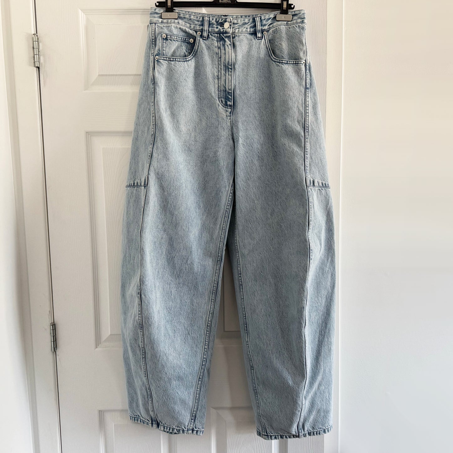 Tibi "Sid" Wide Leg Jeans in Acid Wash, size 29