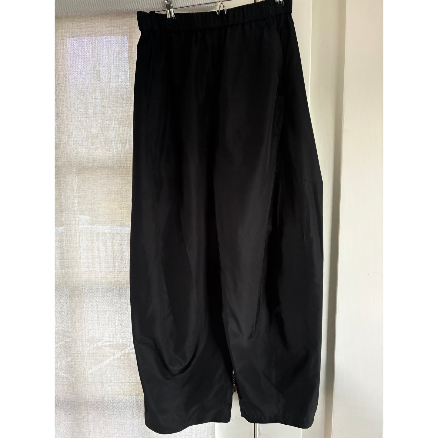 Tibi Sporty Nylon "Winslow" Wide Leg Pants in Black, size Medium (Short) fits M-L