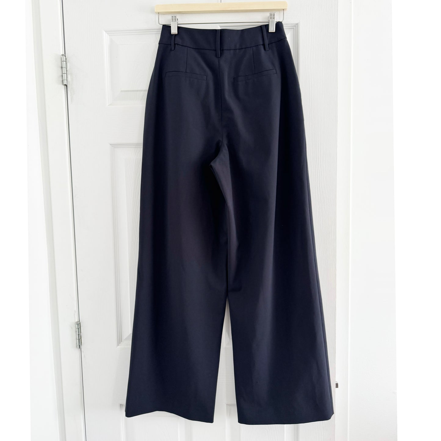 Tibi Tropical Wool "Stella" Wide Leg Trousers in Navy, size 0