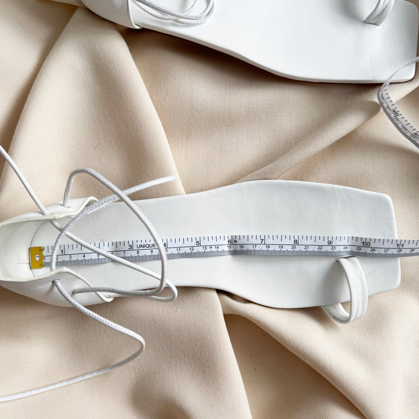Tibi "Ali" Lace-Up Short Sandal in White, size 42