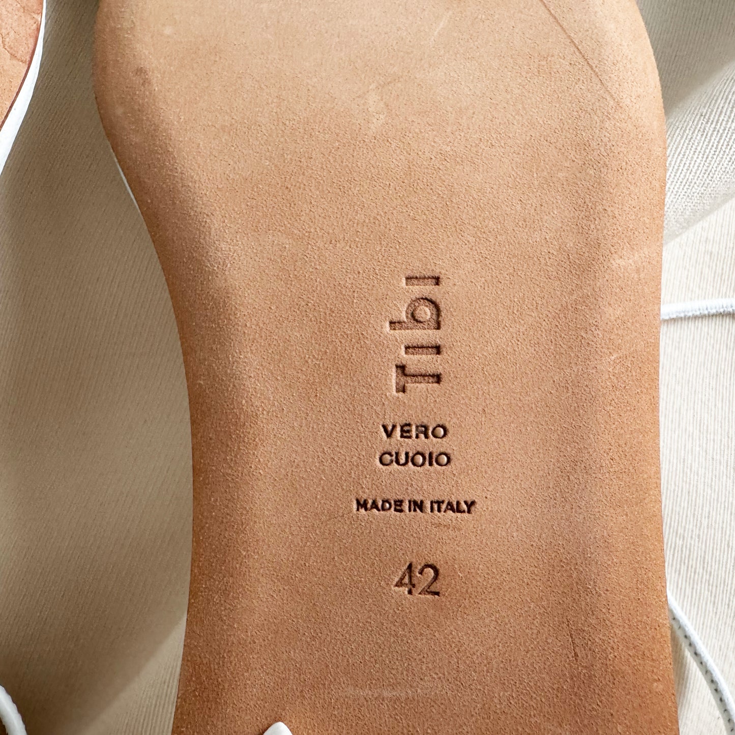 Tibi "Ali" Lace-Up Short Sandal in White, size 42