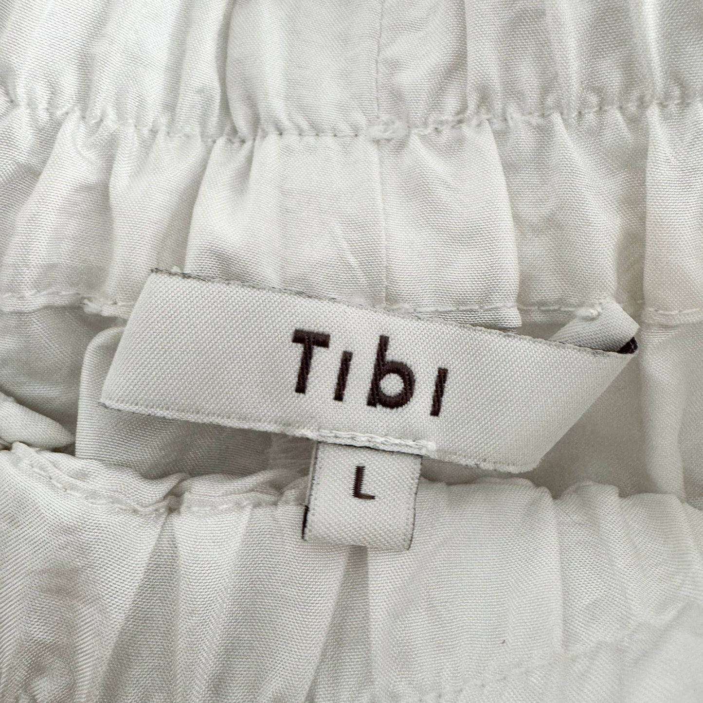 Tibi Sporty Nylon Paperbag Waist Pant in White, size Large