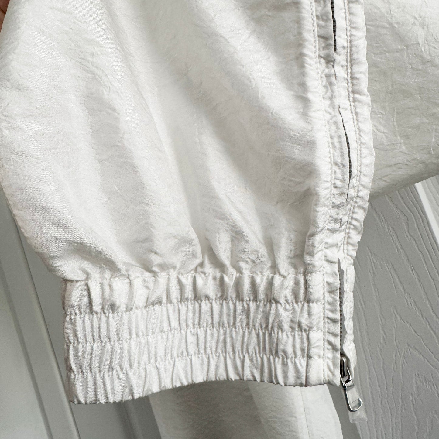 Tibi Sporty Nylon Paperbag Waist Pant in White, size Large