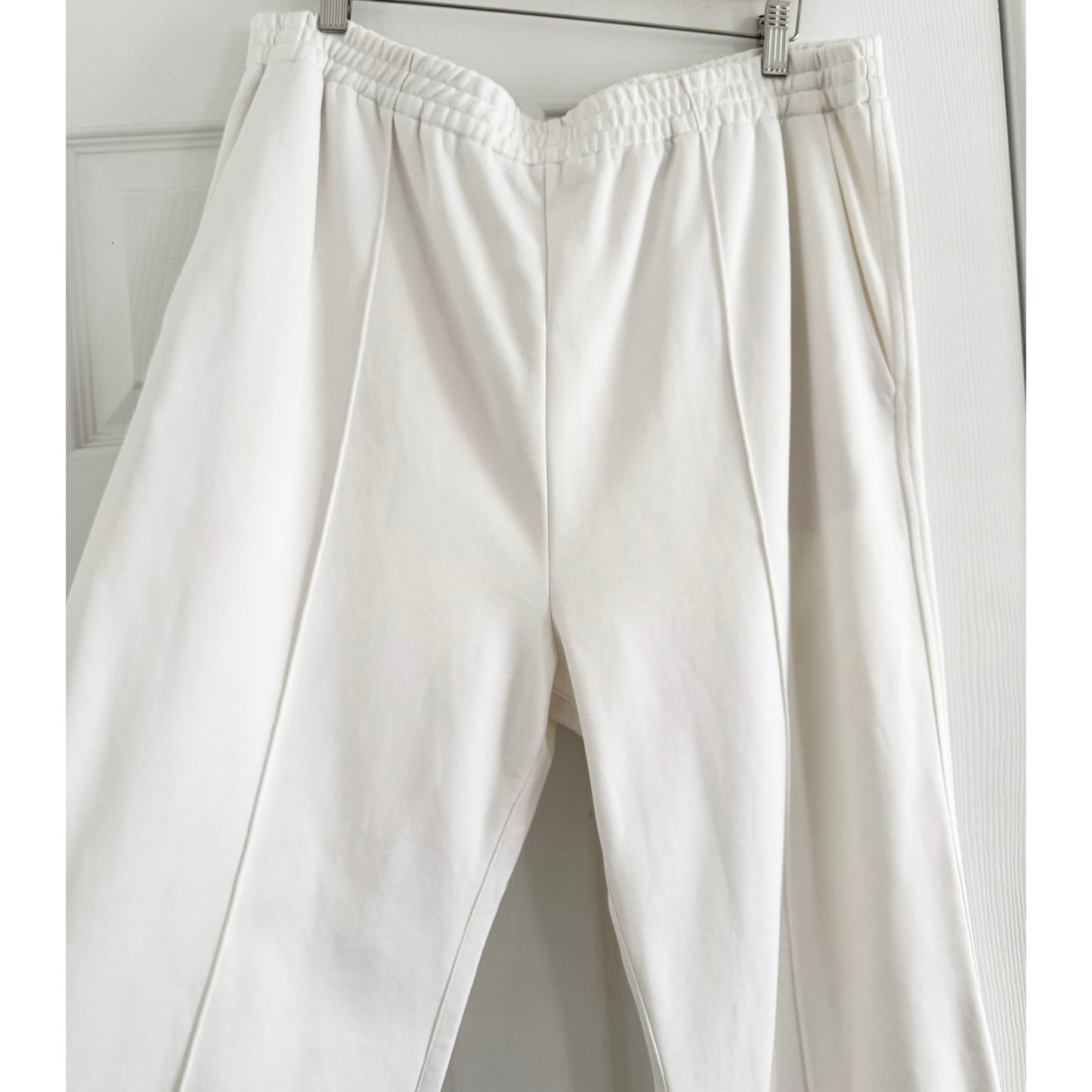 Tibi Active Knit "Scottie" Joggers in White, size XL