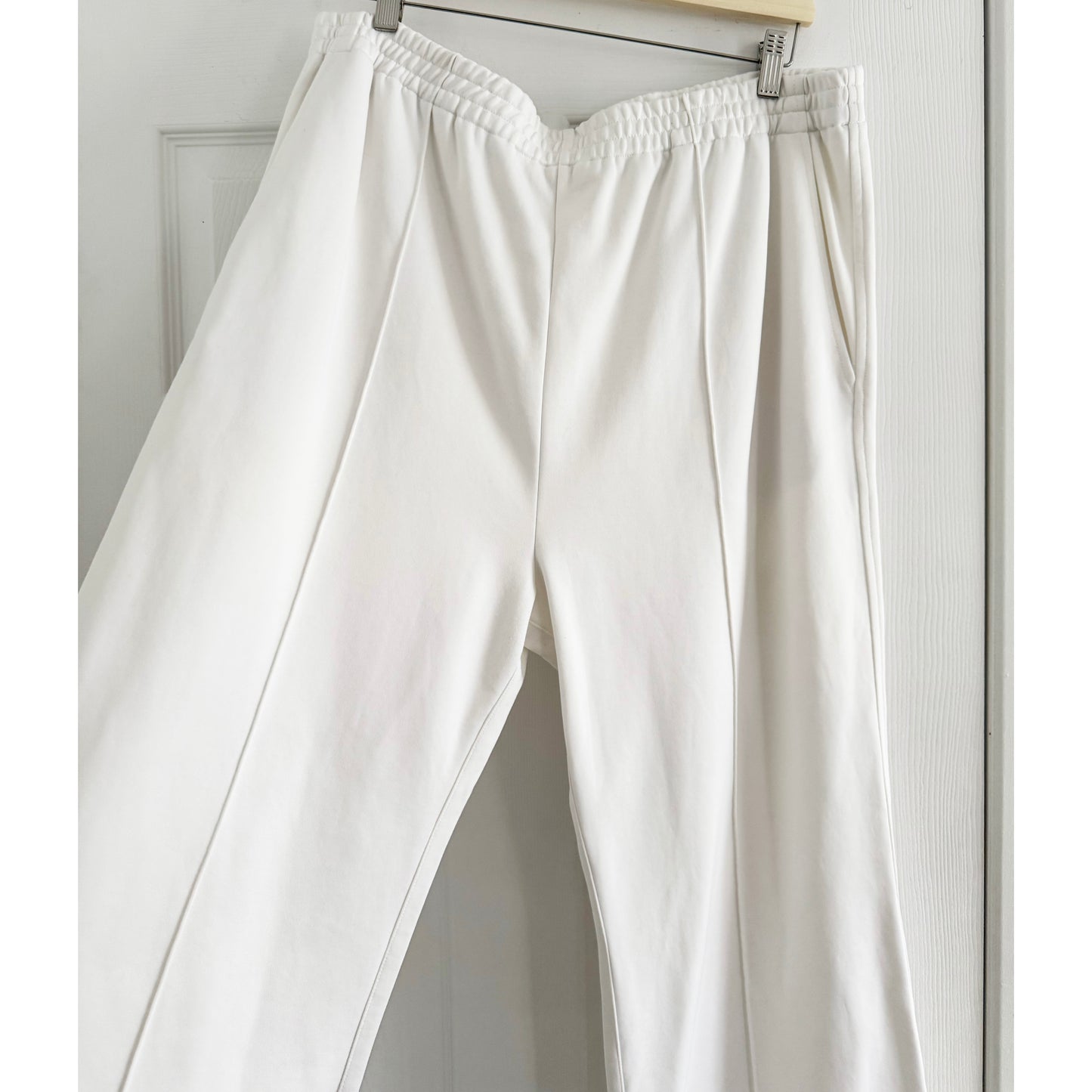 Tibi Active Knit "Scottie" Joggers in White, size XL