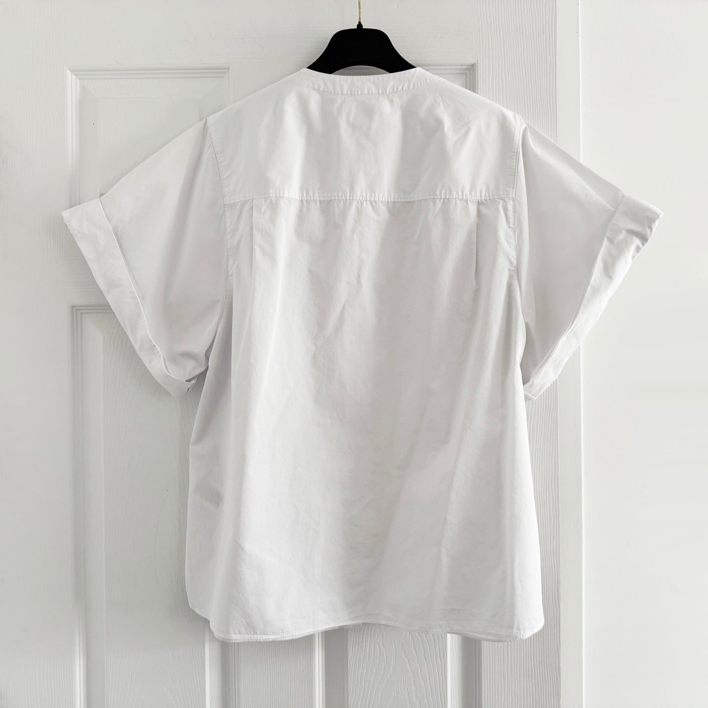 Tibi Eco Poplin Rolled Sleeve Shirt in White, size Medium