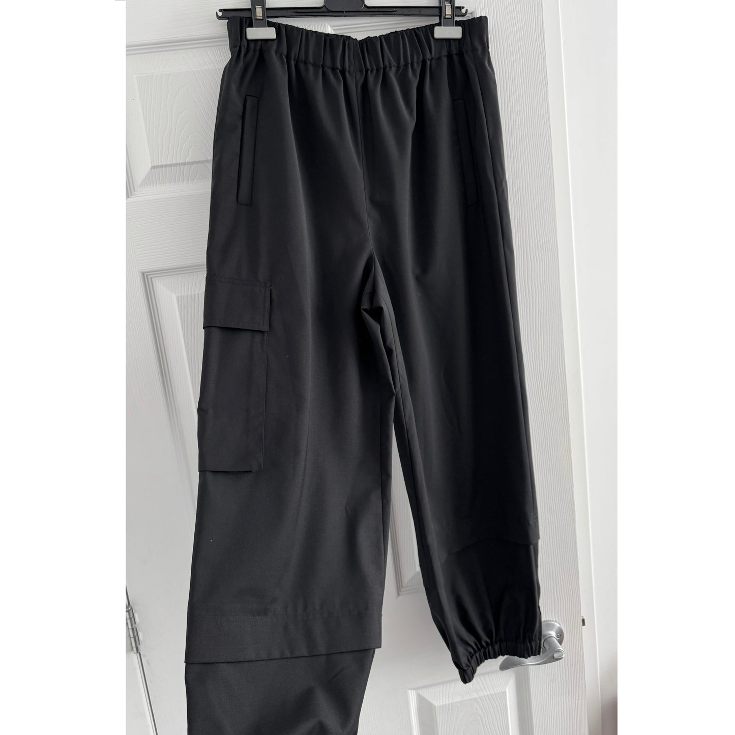 Tibi Tropical Wool "Wilt" Jogger (Longer version) in Black, size Medium