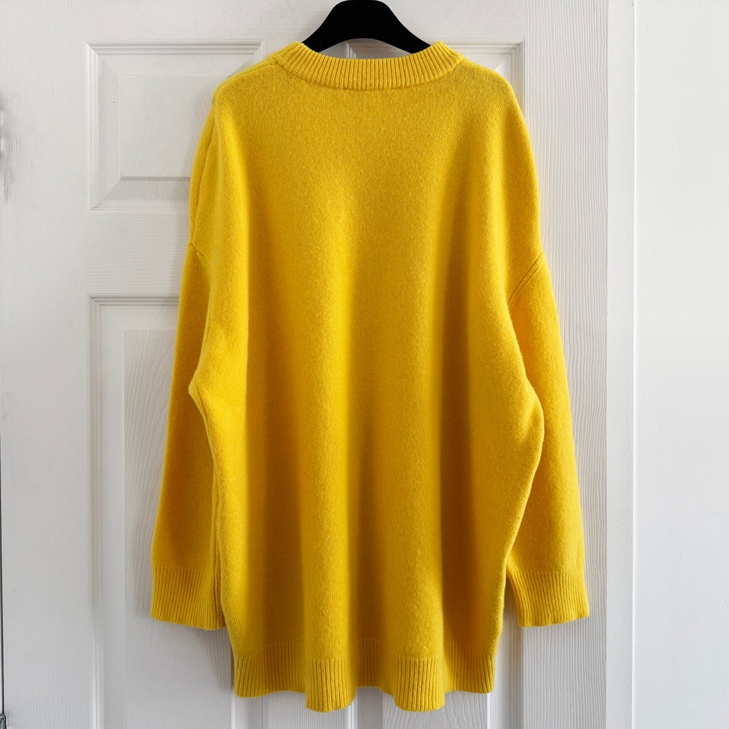 Tibi Airy Extrafine Wool Circular Sweater in Yellow, size S/M