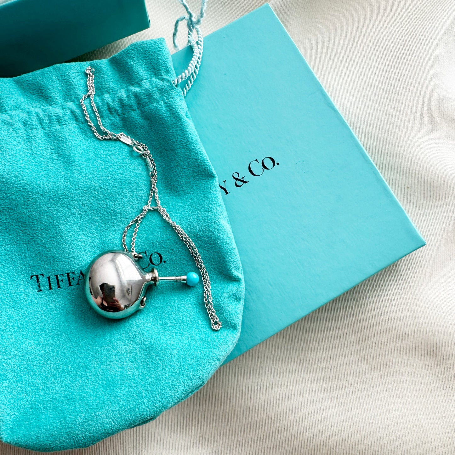 Tiffany x Elsa Peretti Bottle Round Bottle Pendant in Silver on 18" Chain
