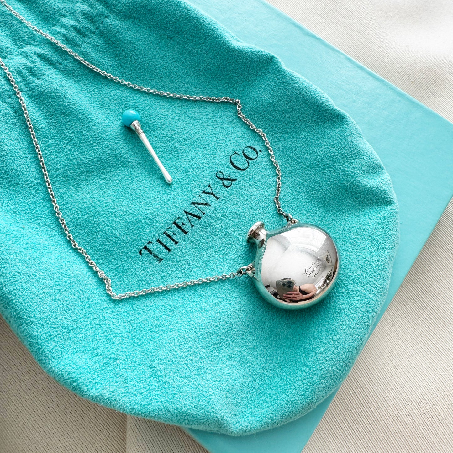 Tiffany x Elsa Peretti Bottle Round Bottle Pendant in Silver on 18" Chain