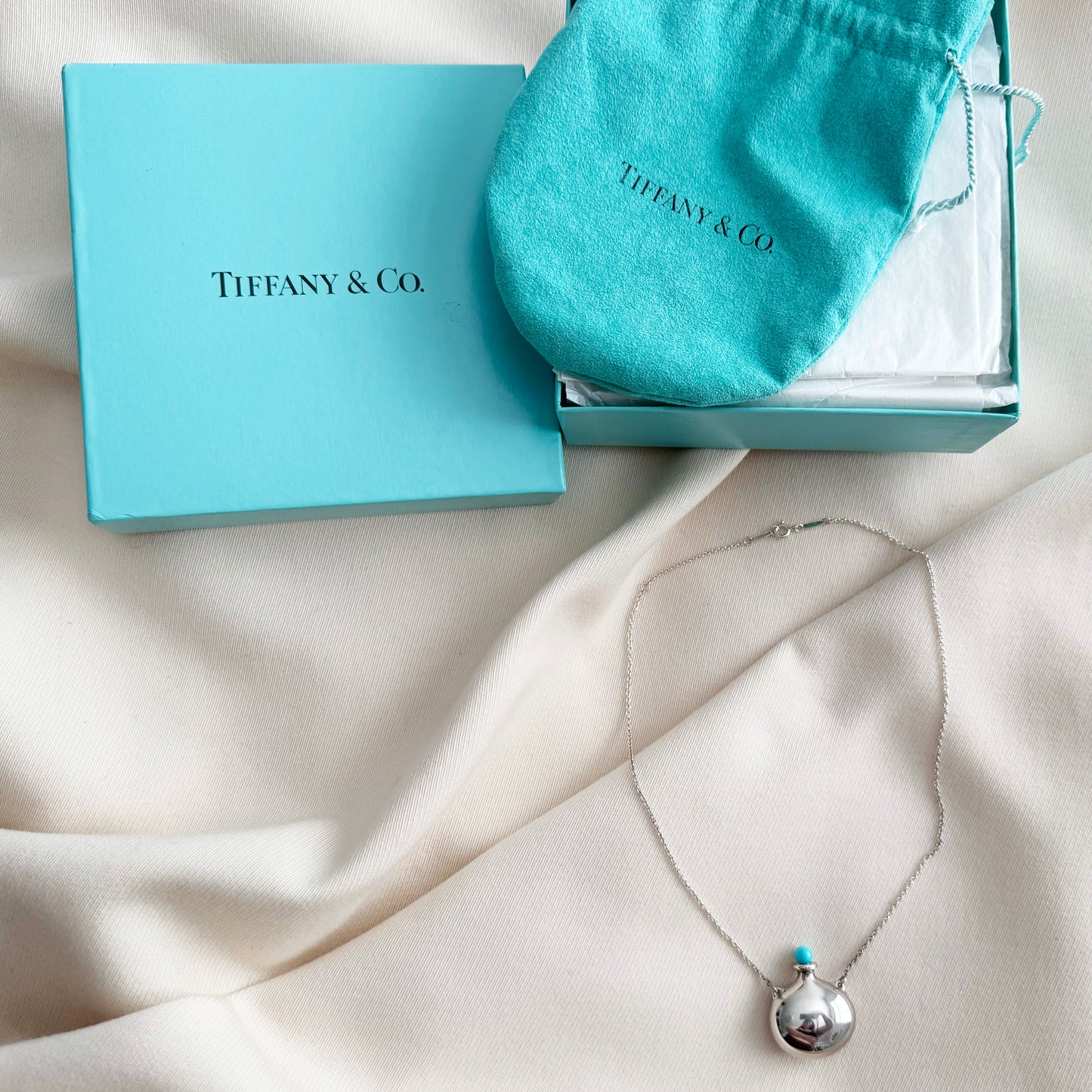 Tiffany x Elsa Peretti Bottle Round Bottle Pendant in Silver on 18" Chain