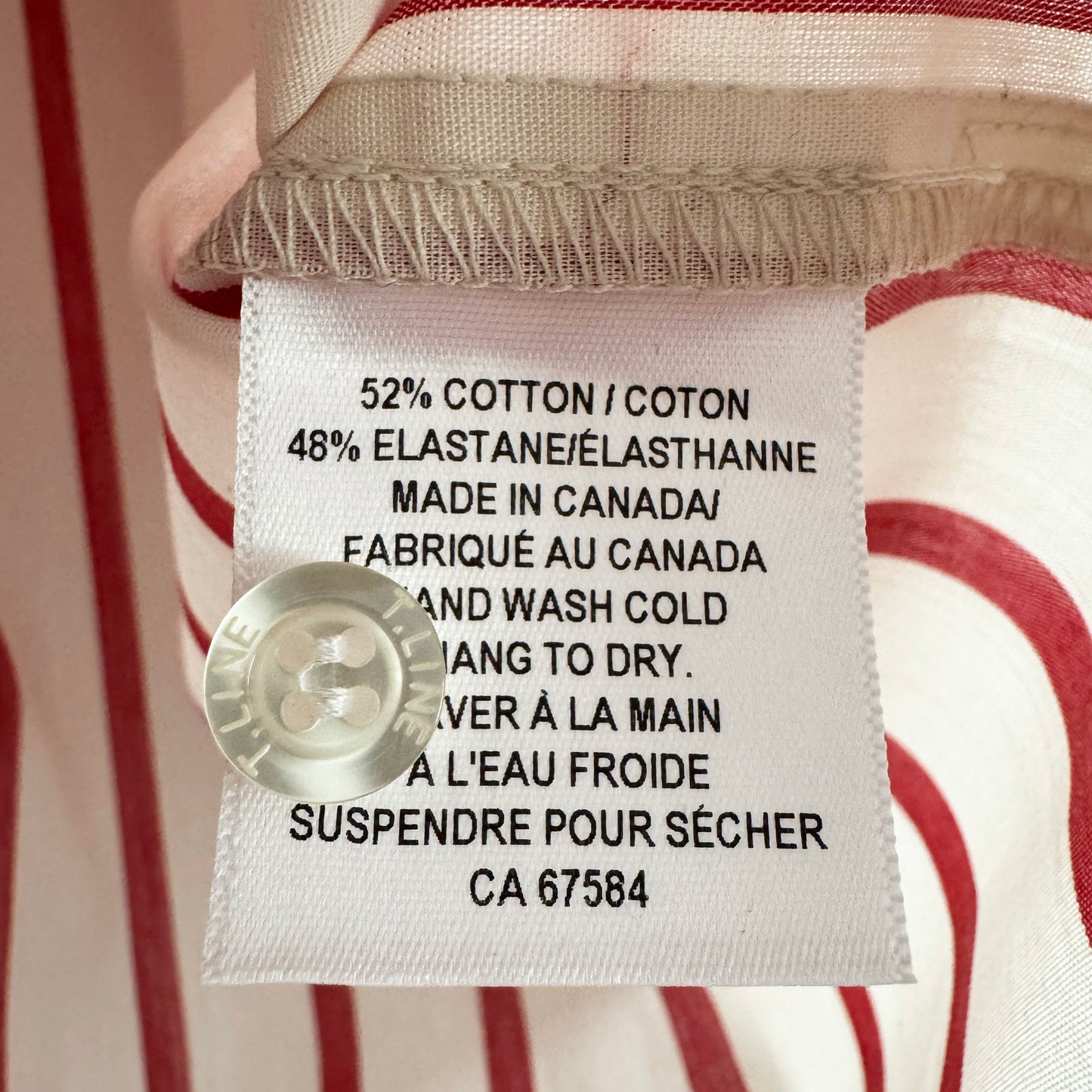T-Line "Caroline" Stripe Shirt in Red Banker Stripe, size S/M