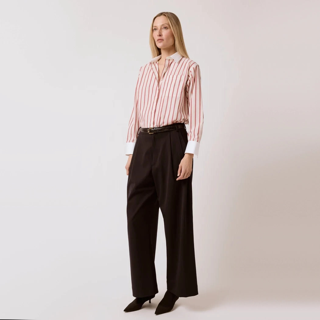 T-Line "Caroline" Stripe Shirt in Red Banker Stripe, size S/M