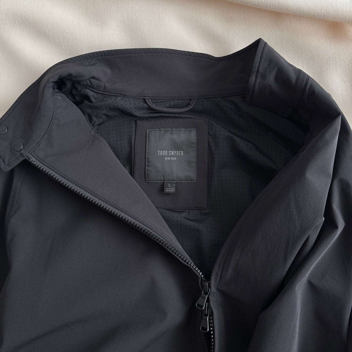 Todd Snyder "Harrington" Lightweight Nylon Jacket in Black, size Large