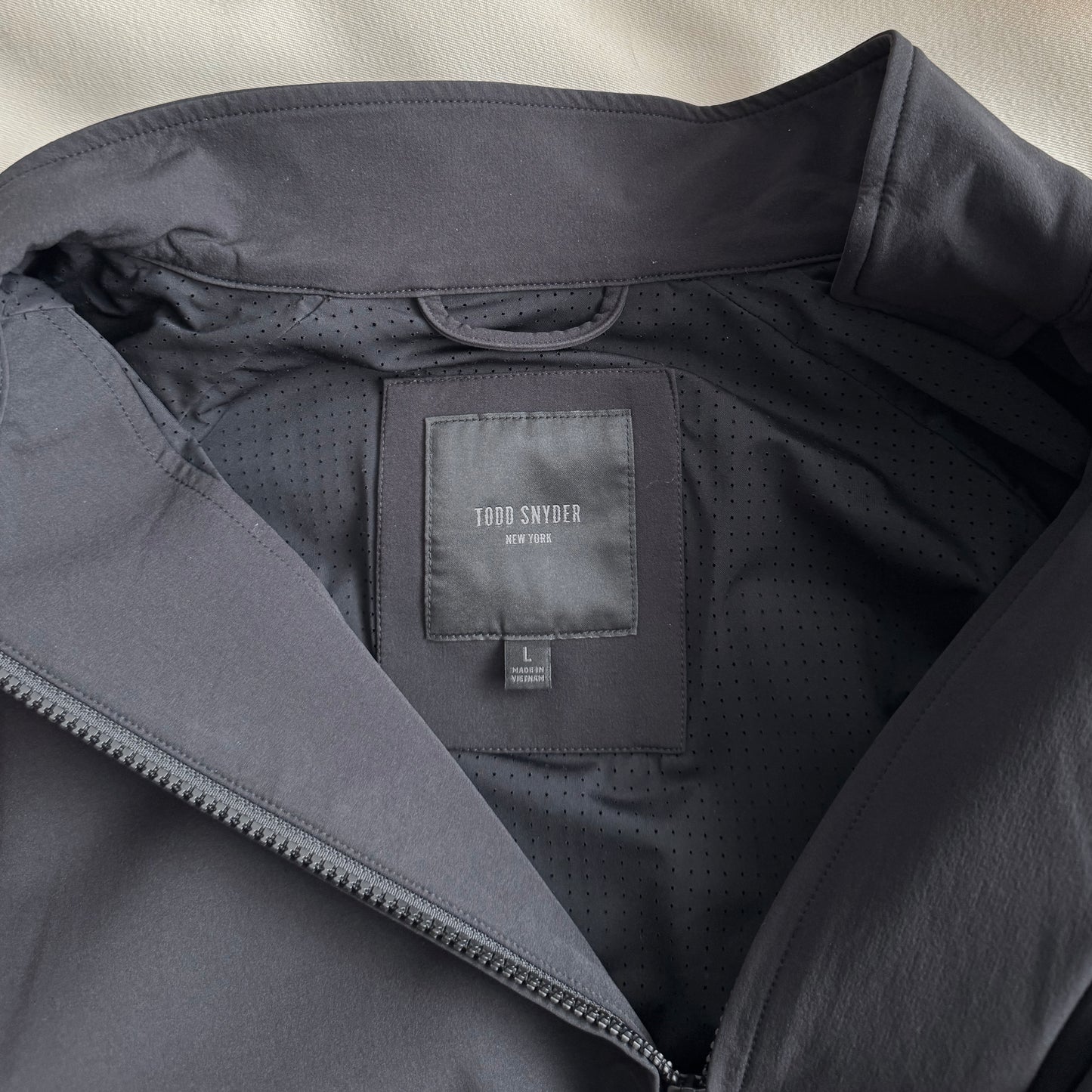 Todd Snyder "Harrington" Lightweight Nylon Jacket in Black, size Large