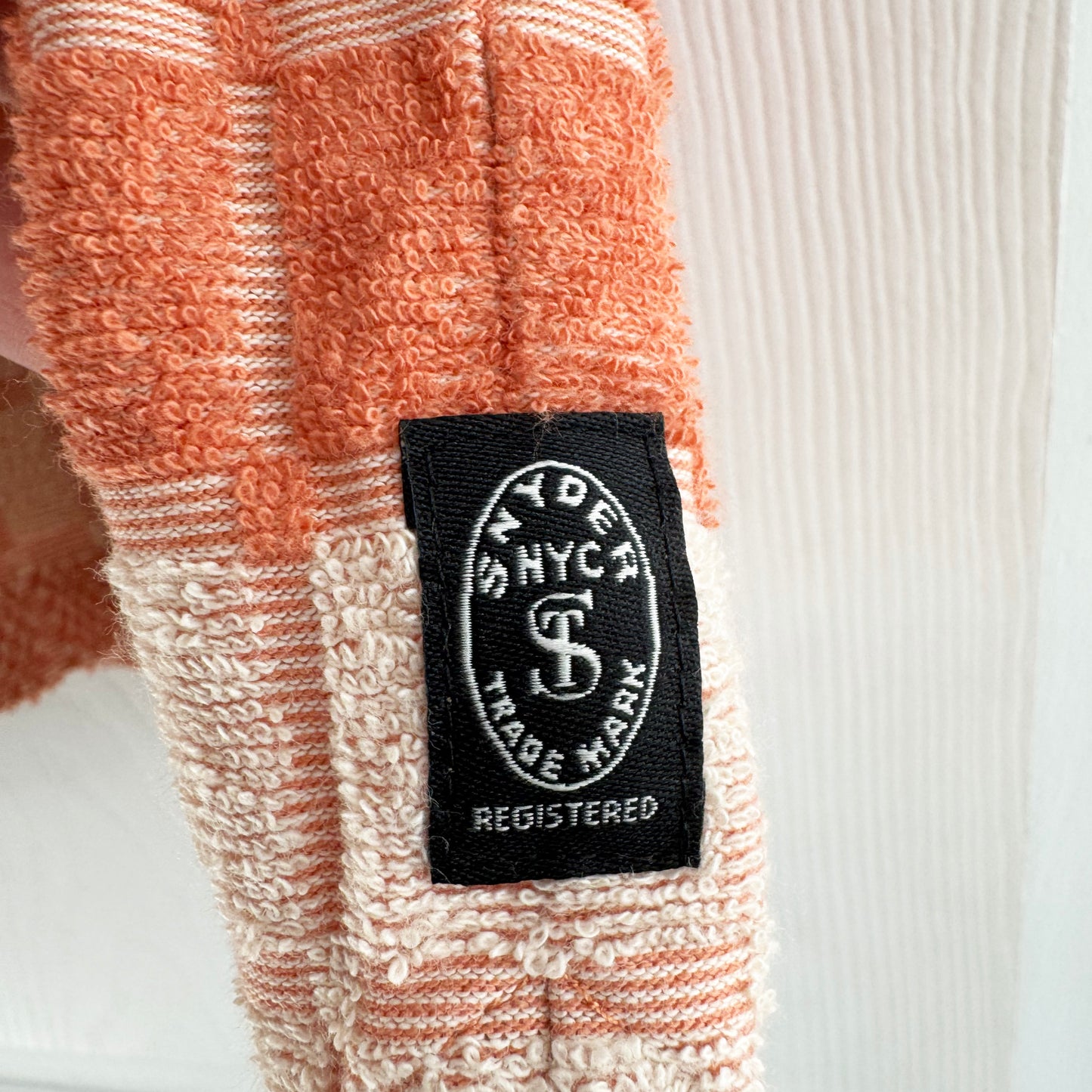 Todd Snyder Tile Terry Jacquard Polo Shirt in Warm Peach, size Medium