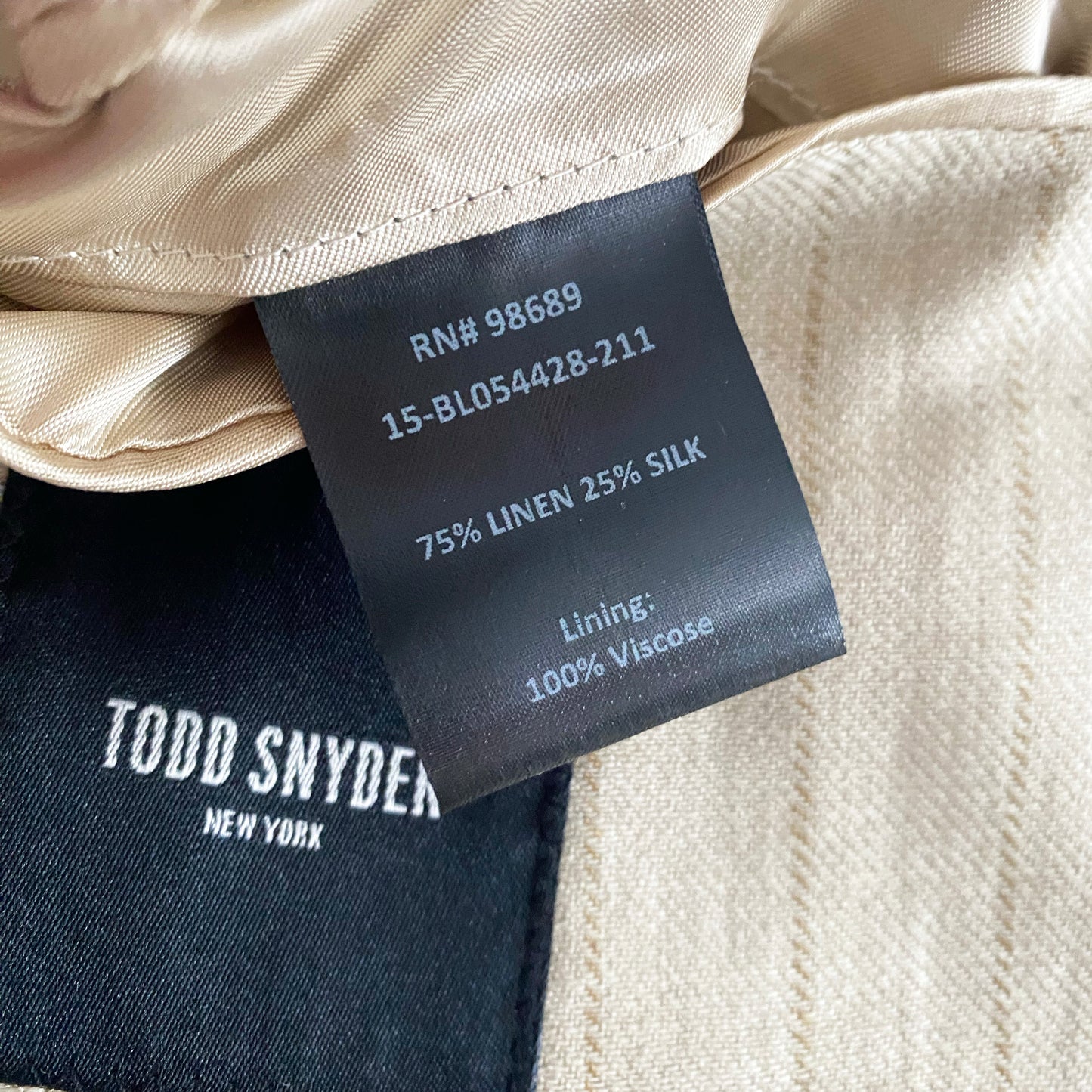 Todd Snyder "Sutton" Italian Linen-Silk Jacket in Tan Pinstripe, size 42R