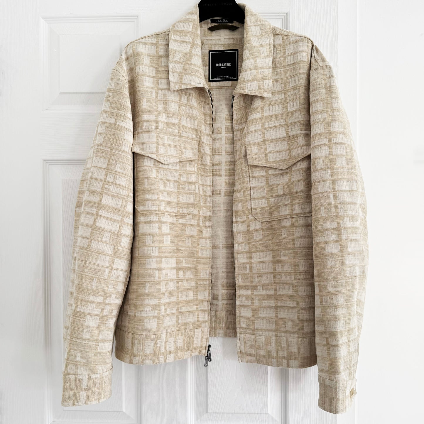 Todd Snyder Textured Linen Cotton Station Jacket in Cream, size Large