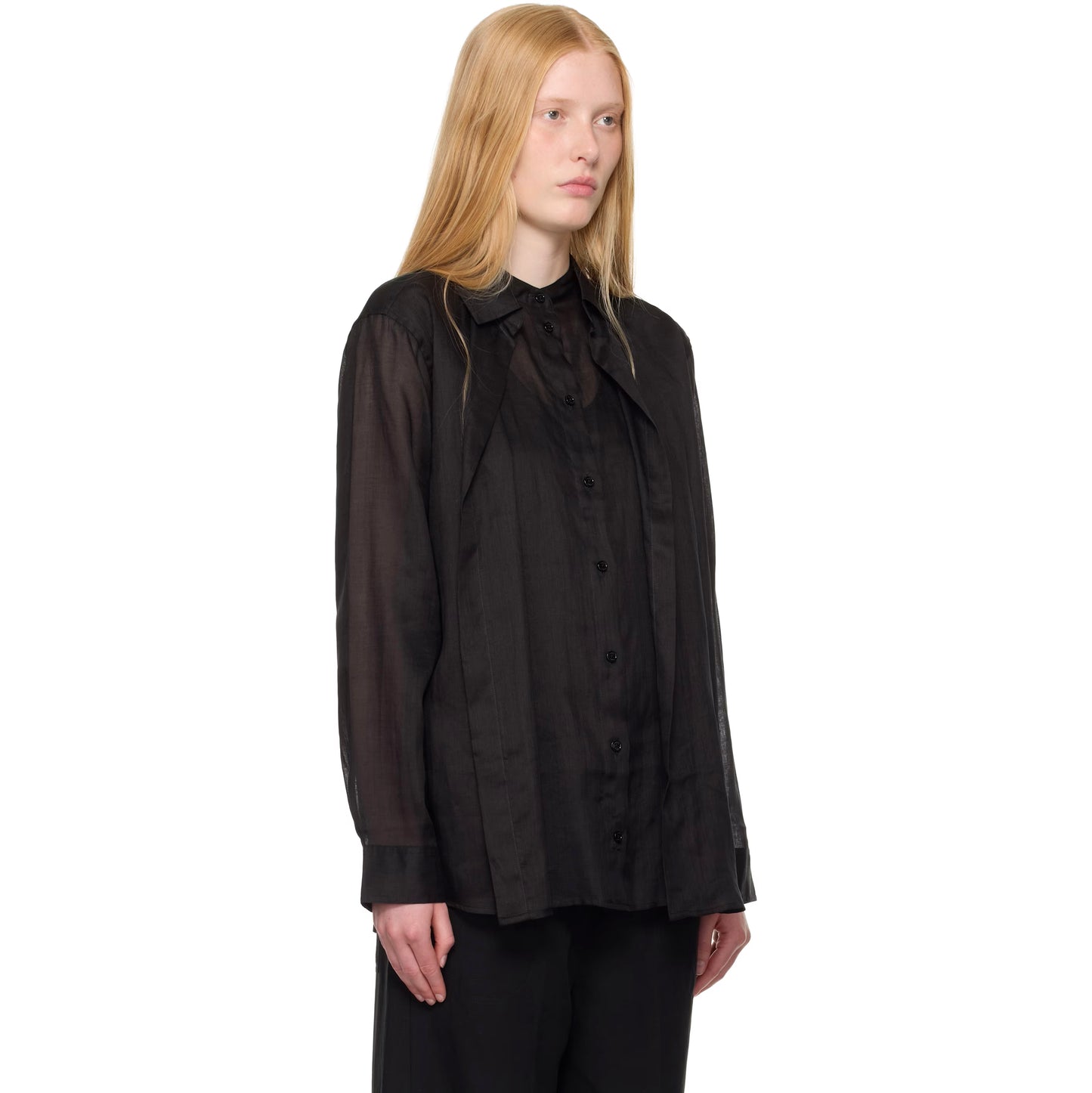 Toteme Double Layered Ramie Shirt in Black, size 38 (Medium)