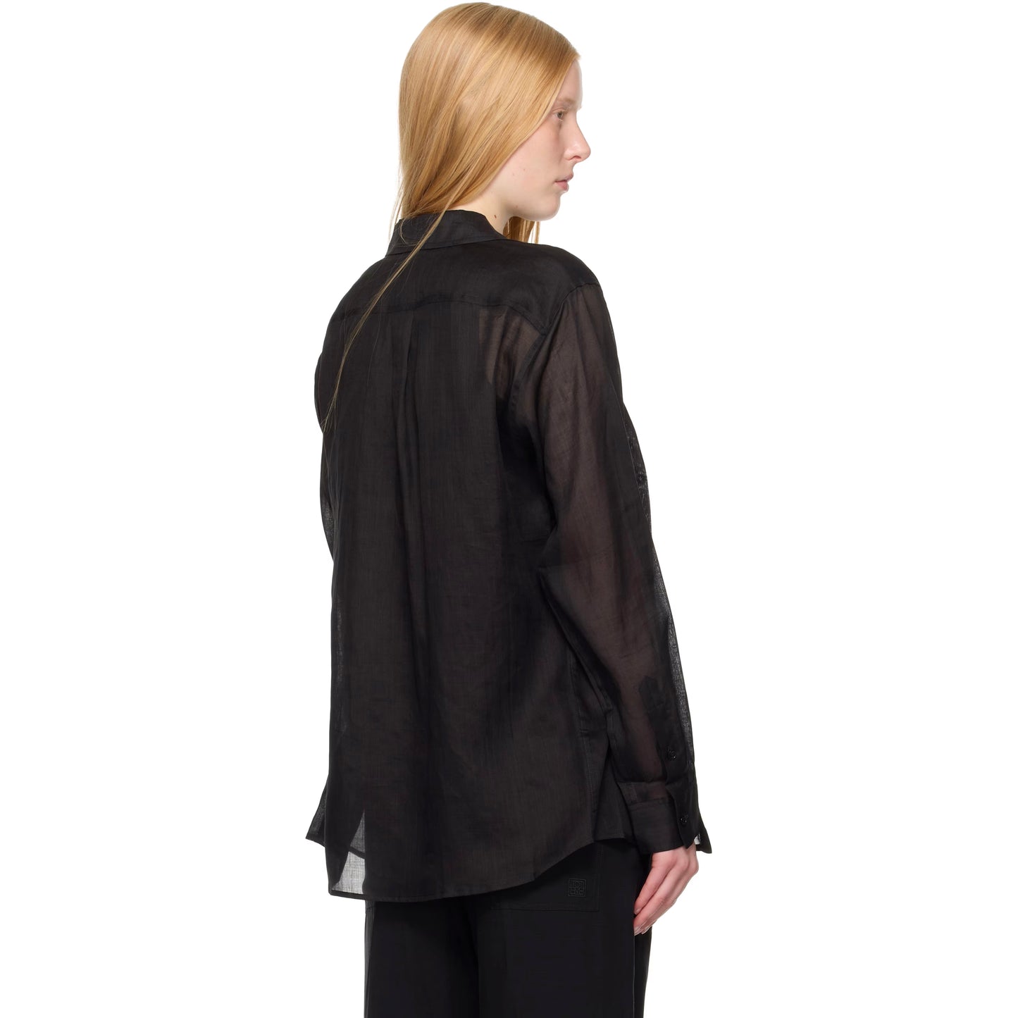 Toteme Double Layered Ramie Shirt in Black, size 38 (Medium)