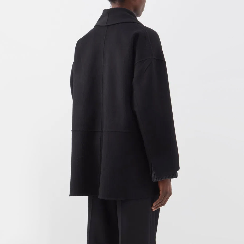 Totême Double Breasted Wool Jacket in Black, size 40 (fits M/L)