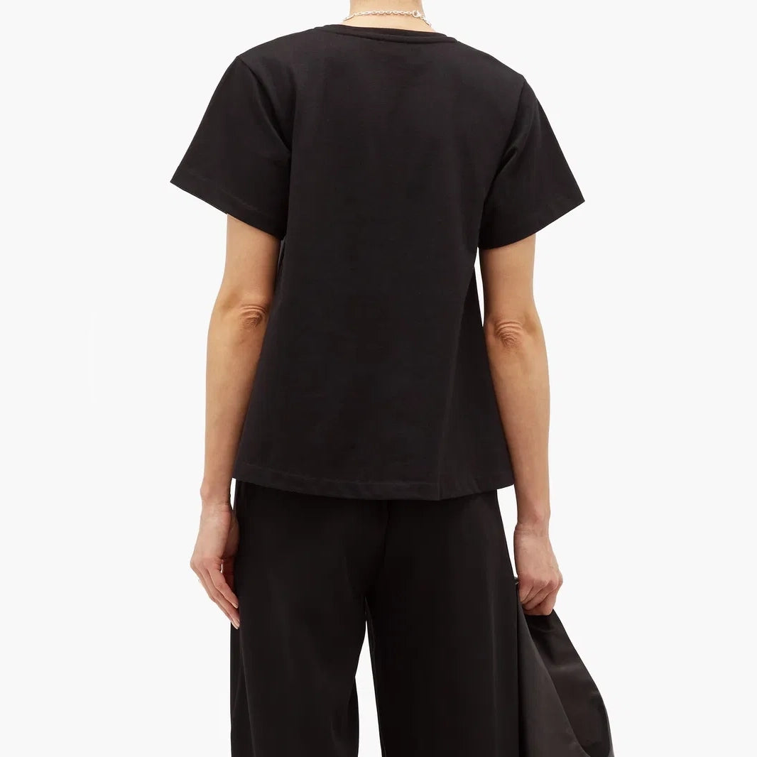 Toteme "Pemba" Flared Baby Tee in Black, size Medium