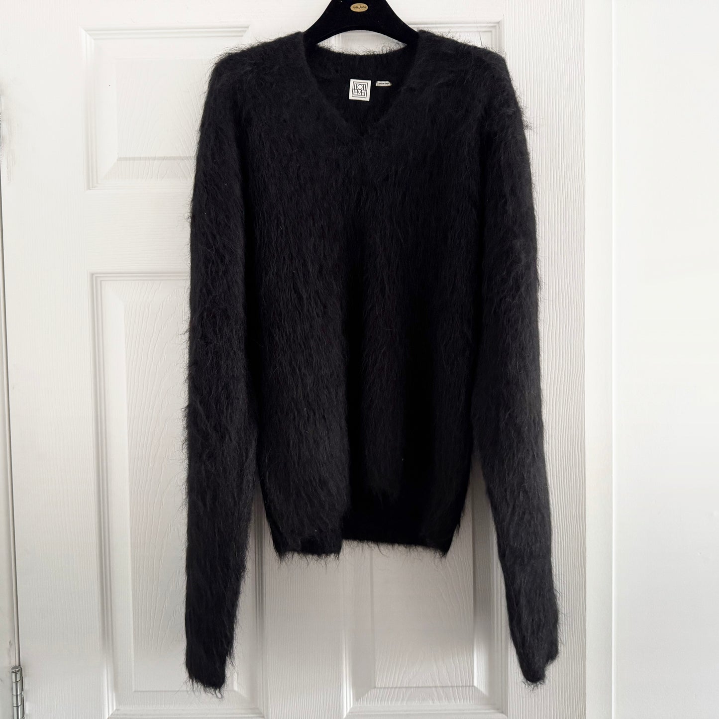 Toteme Textured Alpaca Sweater in Black, Size Medium