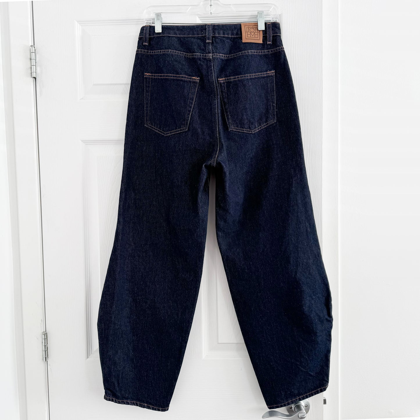 Toteme Barrel Leg Jeans in Raw Denim, size 28 (fits like 27)