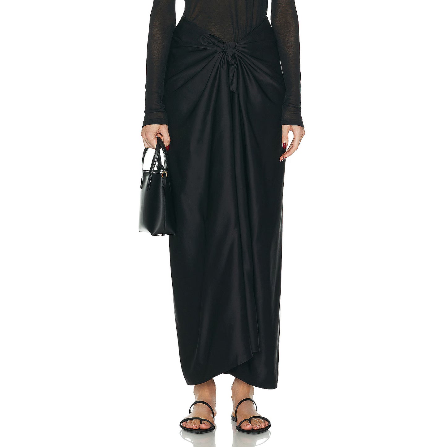 Toteme Satin Knot Skirt in Black, size 40 (fits like size 8)