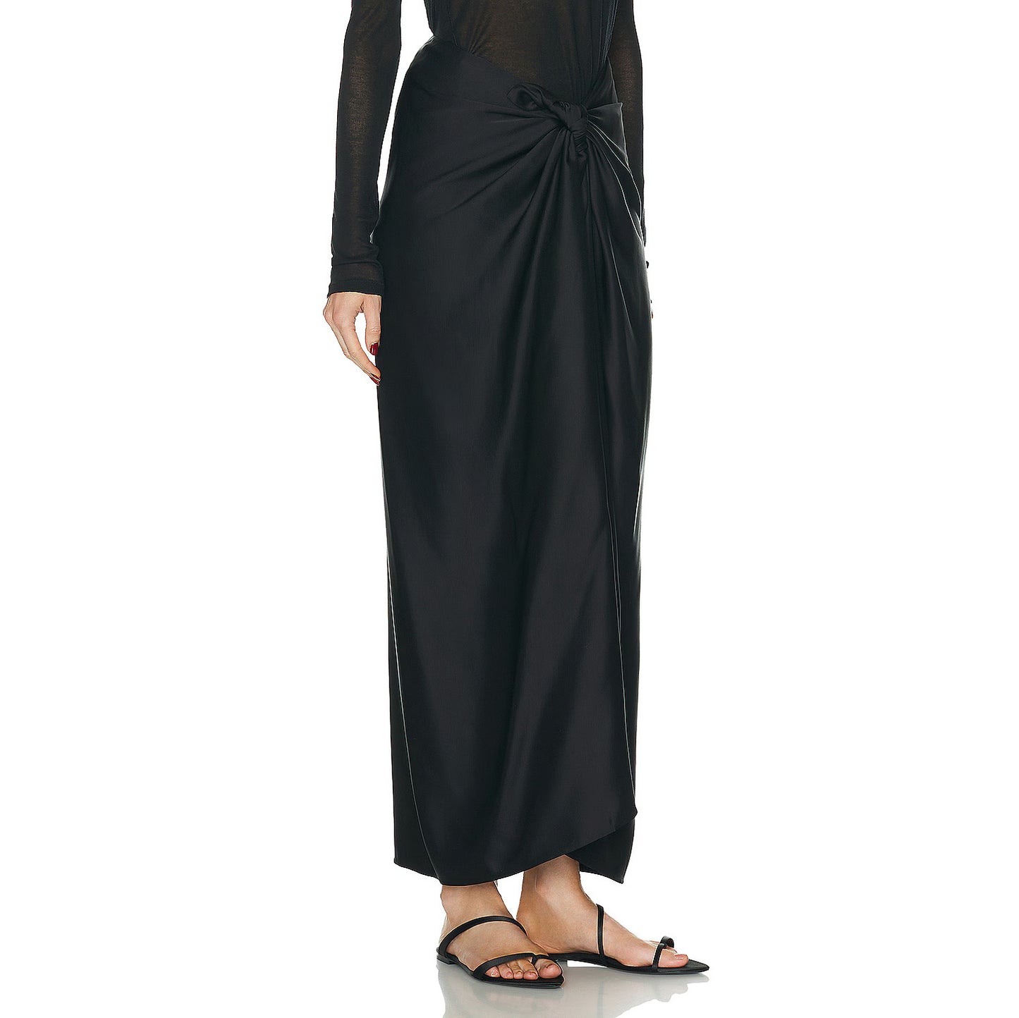 Toteme Satin Knot Skirt in Black, size 40 (fits like size 8)