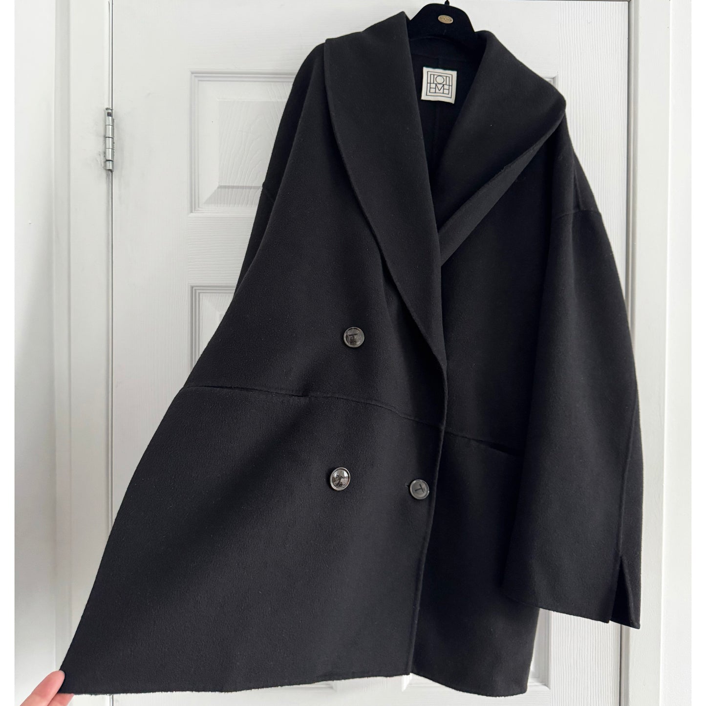 Totême Double Breasted Wool Jacket in Black, size 40 (fits M/L)