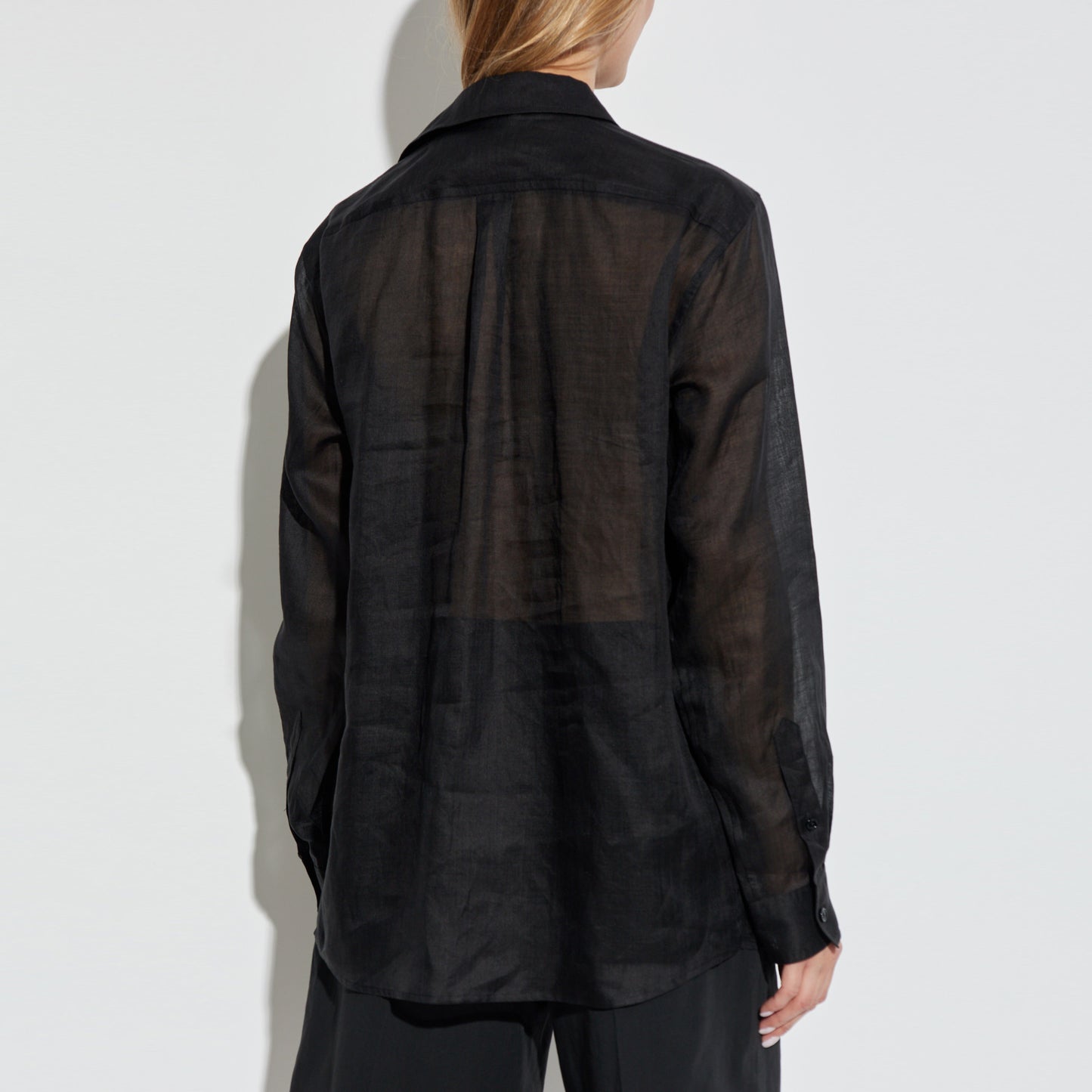 Toteme Double Layered Ramie Shirt in Black, size 38 (Medium)