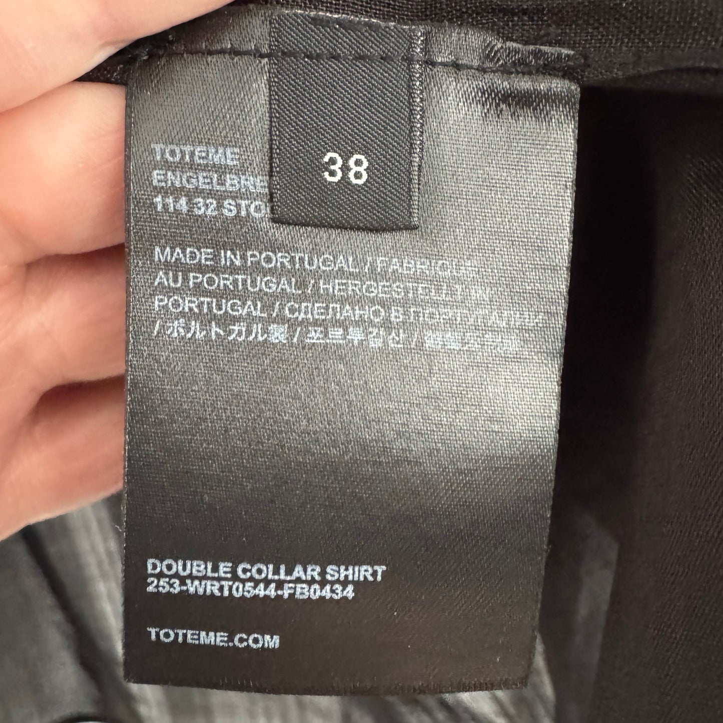 Toteme Double Layered Ramie Shirt in Black, size 38 (Medium)