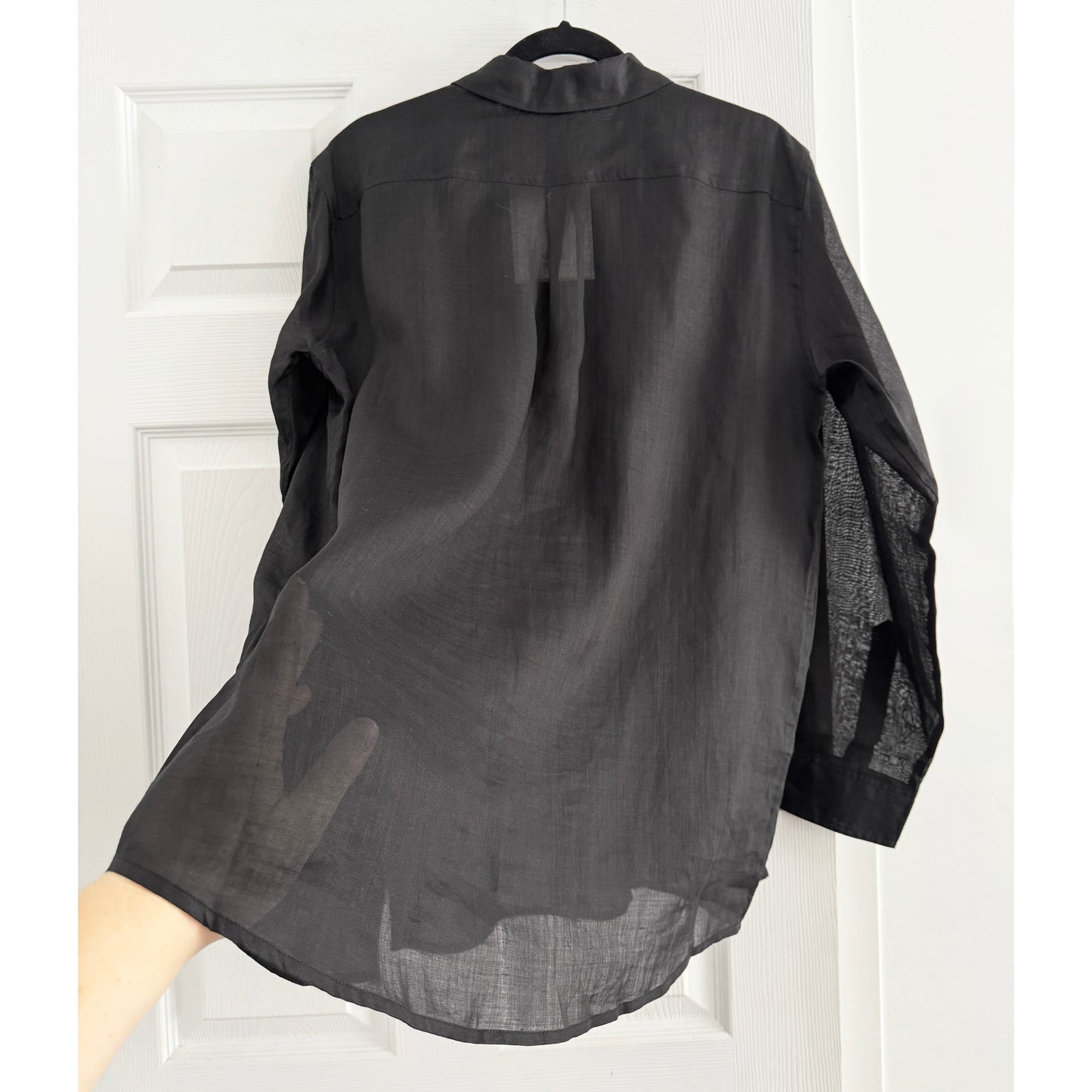 Toteme Double Layered Ramie Shirt in Black, size 38 (Medium)
