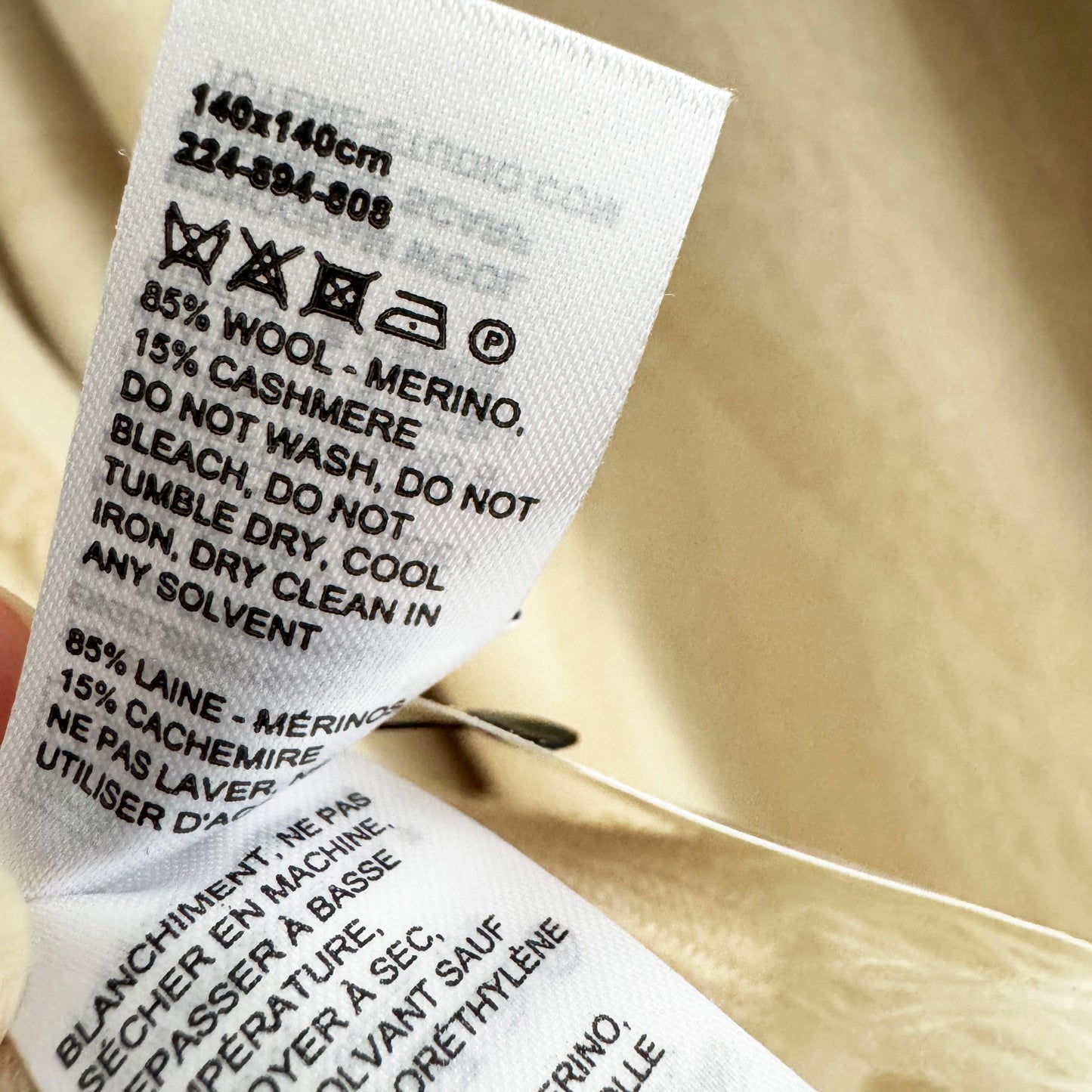 Toteme Wool-Cashmere Large Monogram Scarf in Beige