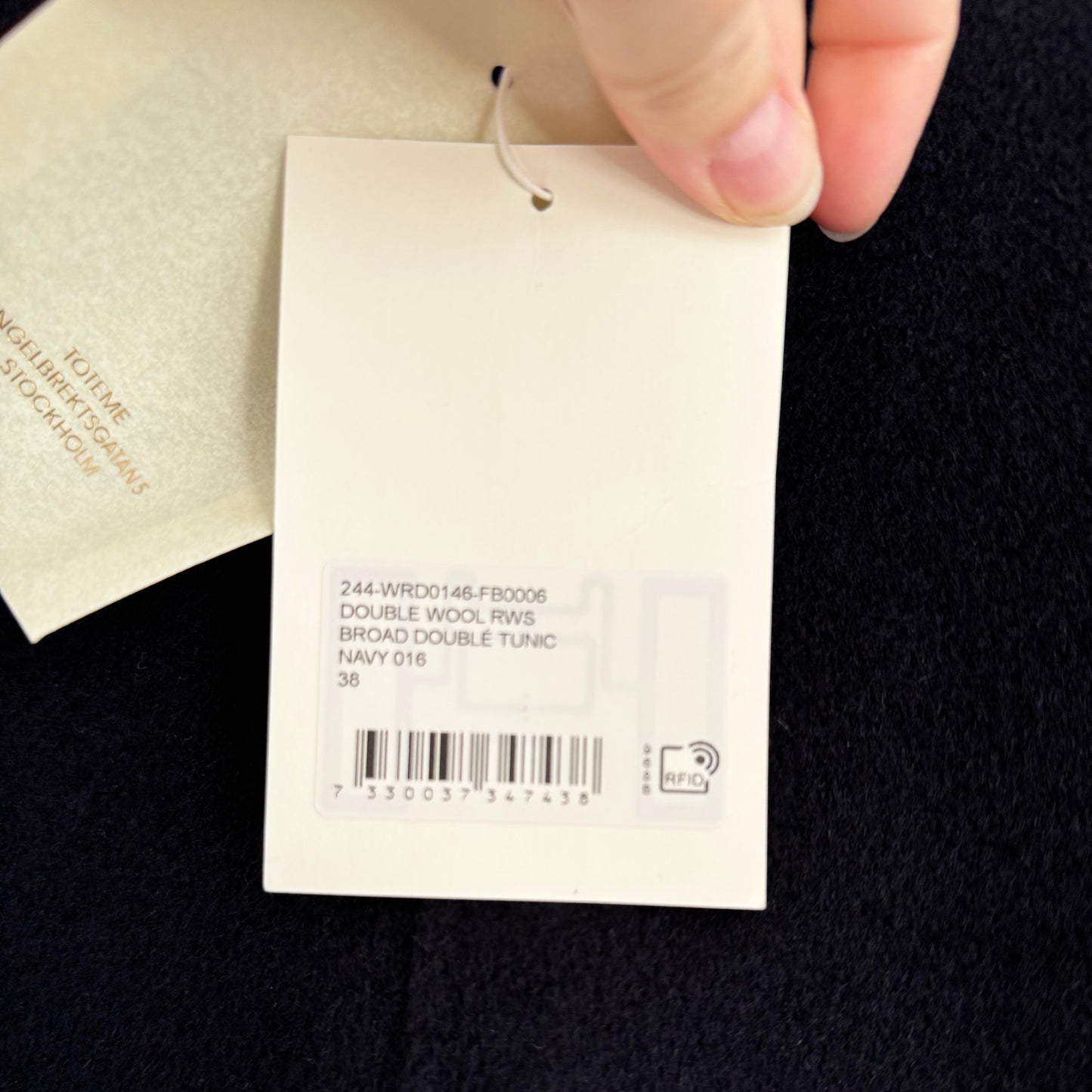 Toteme Doubleface Wool Tunic (Dress?) in Navy, size 38 (size Medium)