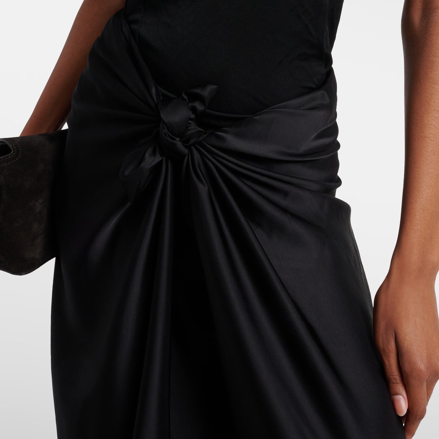 Toteme Satin Knot Skirt in Black, size 40 (fits like size 8)