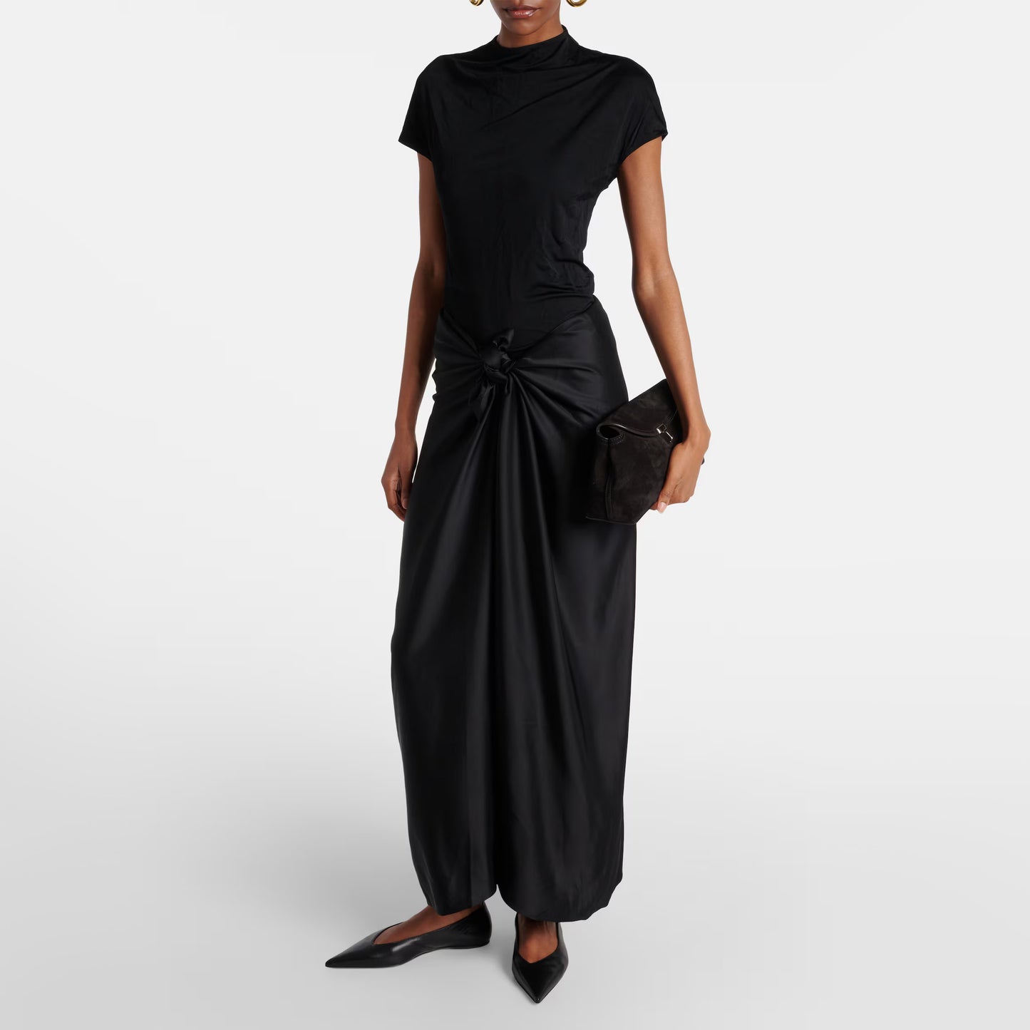 Toteme Satin Knot Skirt in Black, size 40 (fits like size 8)