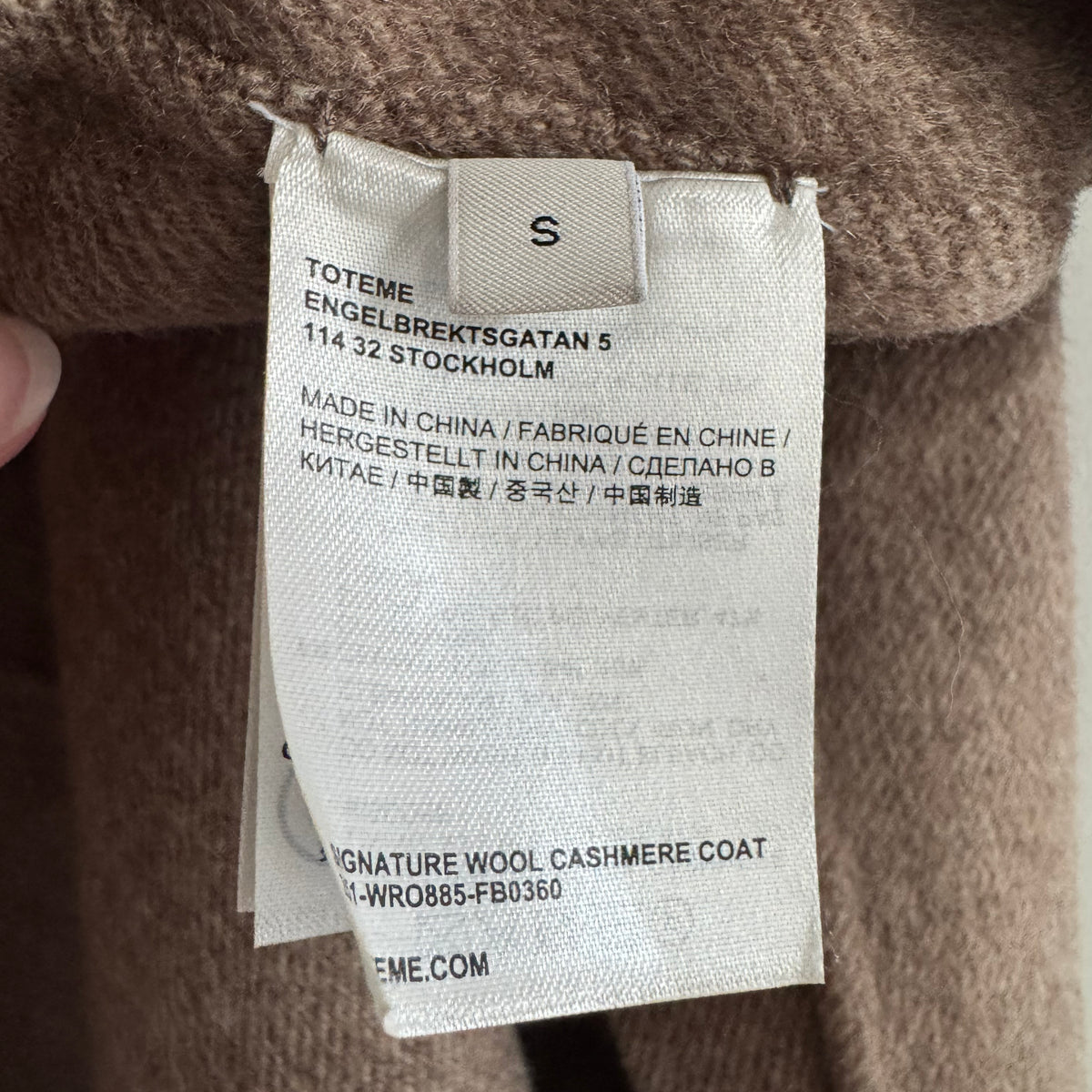 Toteme Signature wool and cashmere coat in "Oak Melange", size Small (fits Medium?)