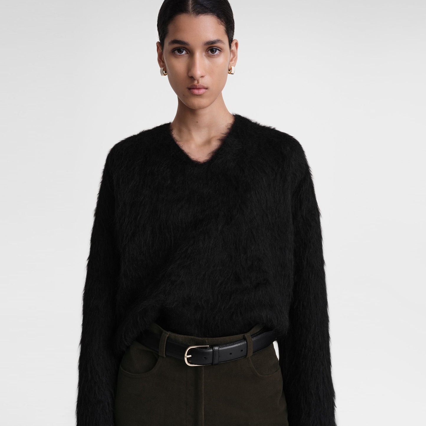 Toteme Textured Alpaca Sweater in Black, Size Medium