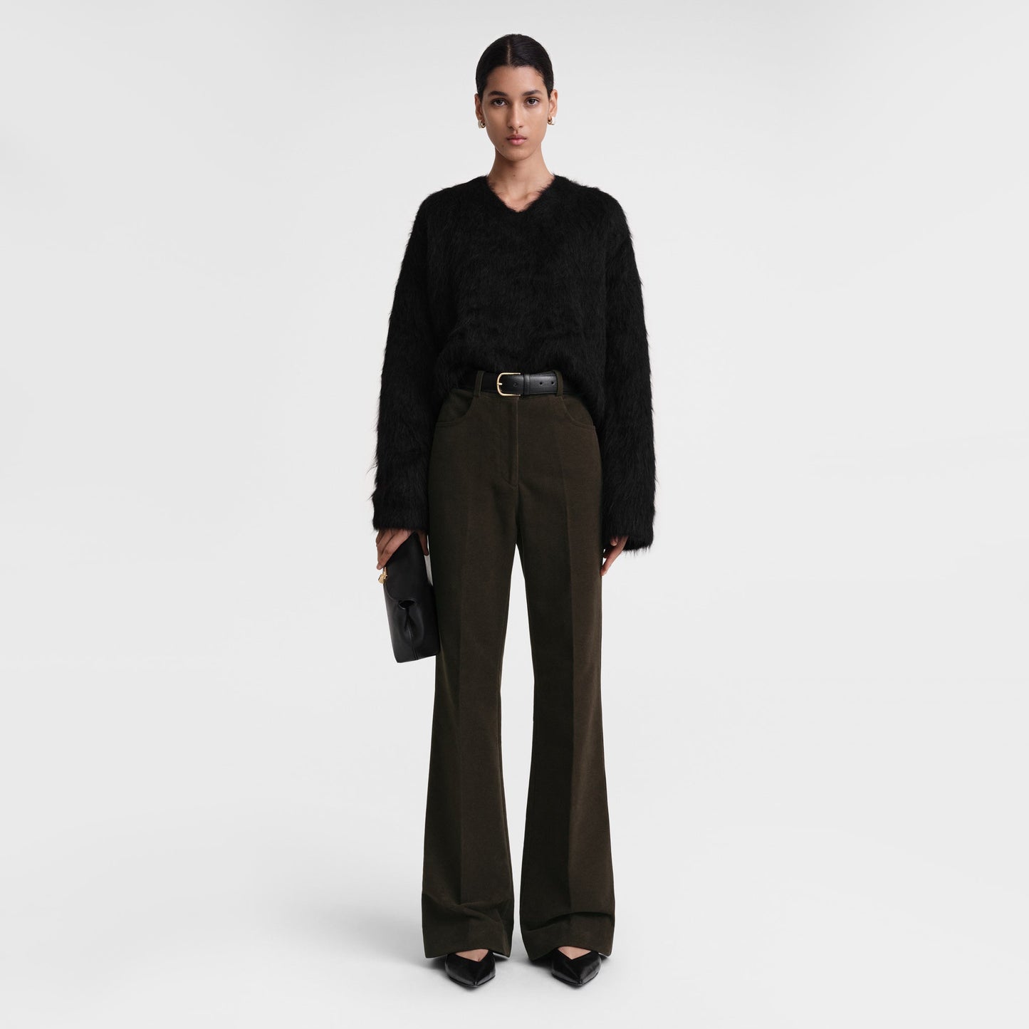 Toteme Textured Alpaca Sweater in Black, Size Medium