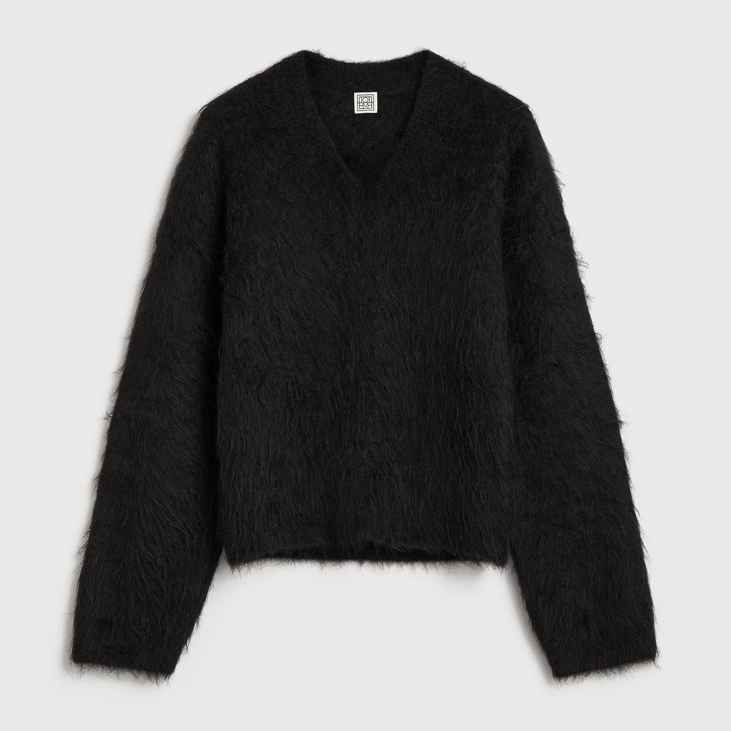 Toteme Textured Alpaca Sweater in Black, Size Medium