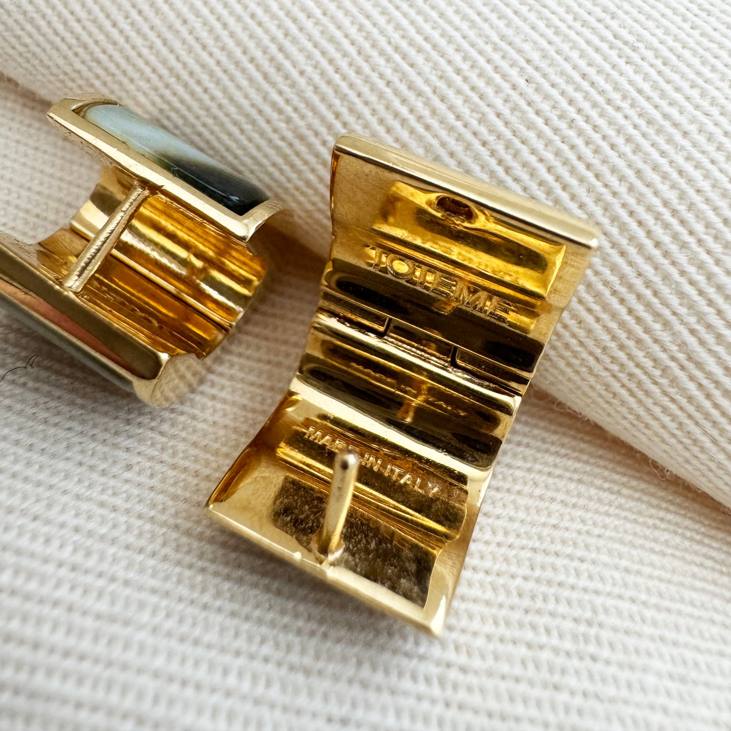 Toteme Petite Signature Hoop Earring in Beige/Gold