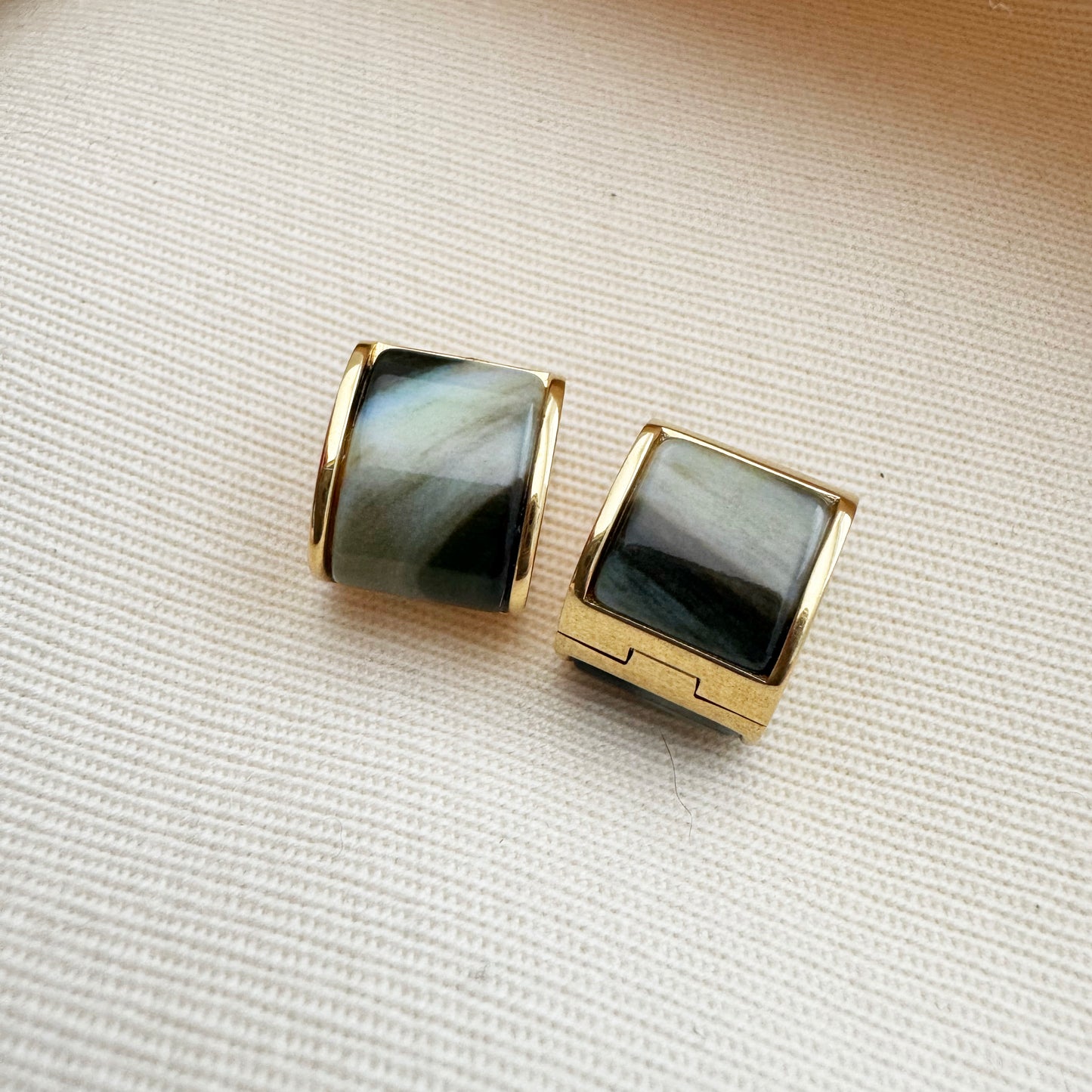 Toteme Petite Signature Hoop Earring in Beige/Gold
