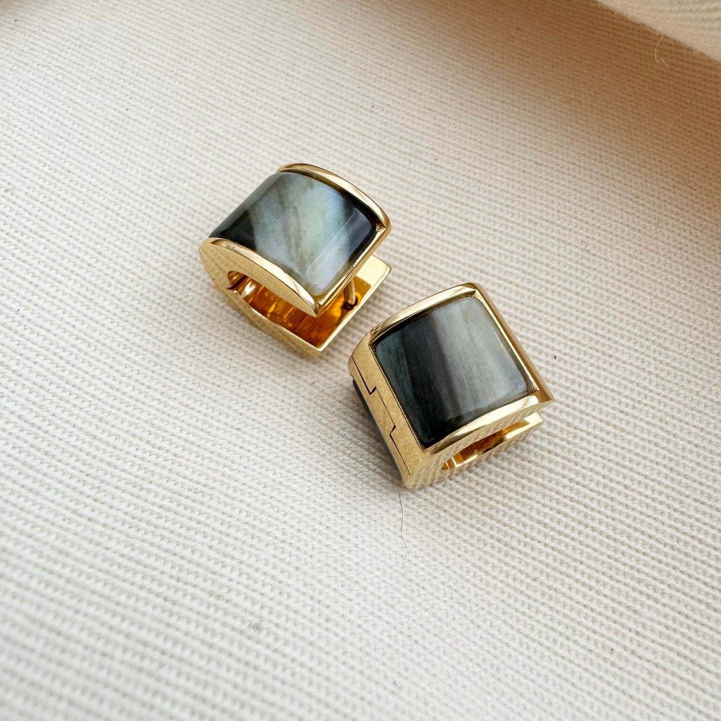 Toteme Petite Signature Hoop Earring in Beige/Gold