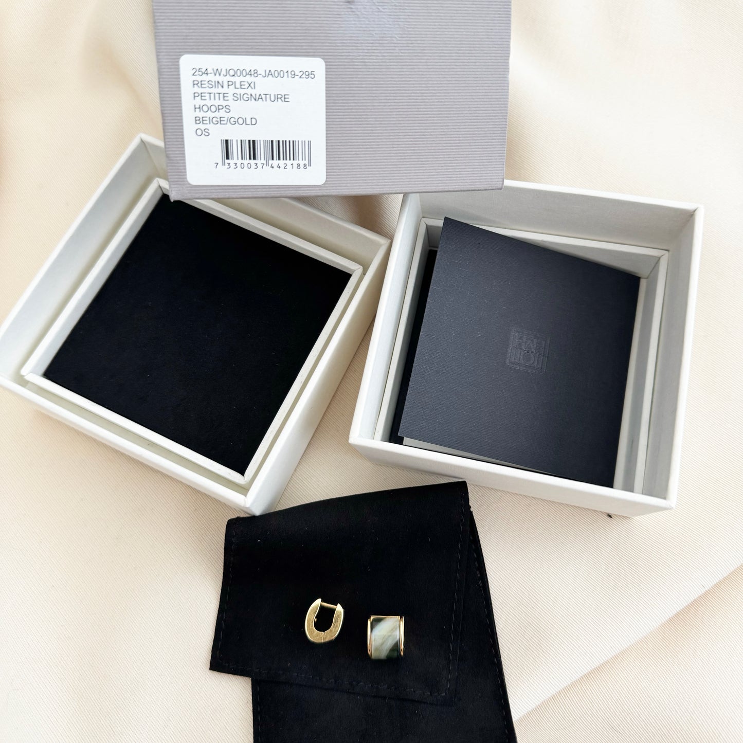 Toteme Petite Signature Hoop Earring in Beige/Gold