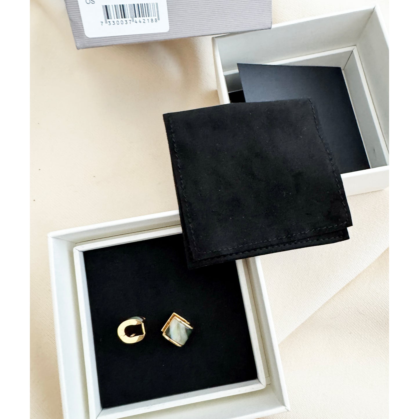 Toteme Petite Signature Hoop Earring in Beige/Gold