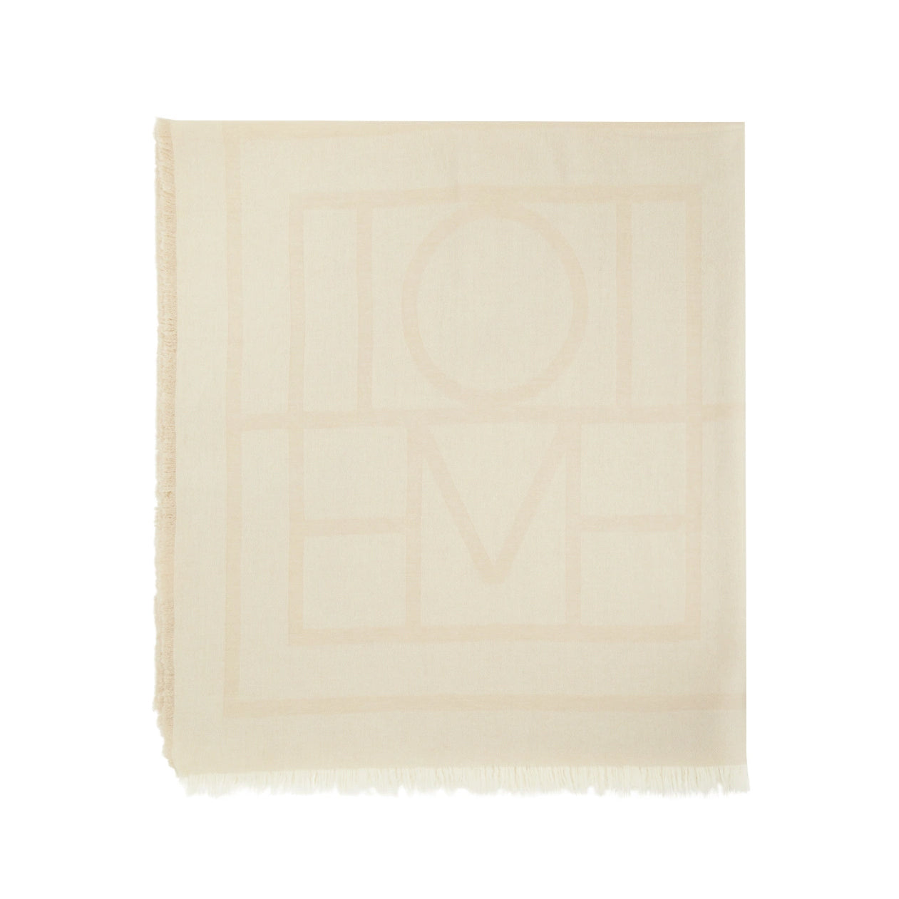 Toteme Wool-Cashmere Large Monogram Scarf in Beige