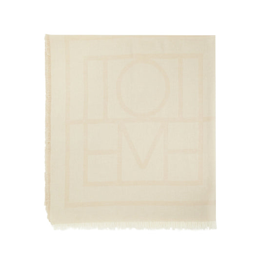 Toteme Wool-Cashmere Large Monogram Scarf in Beige